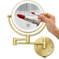 RECKODOR 20 cm wall shaving mirror, backlit, 1x / 5x, gold gloss