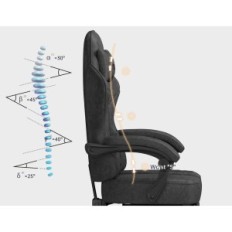 Gamingstoelen PZDTO met voetsteun en kussen tot 150 kg, zwart