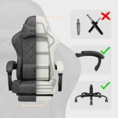 Chaises de jeu Pzdto avec repose-pieds et oreiller jusqu'à 150 kg, noir