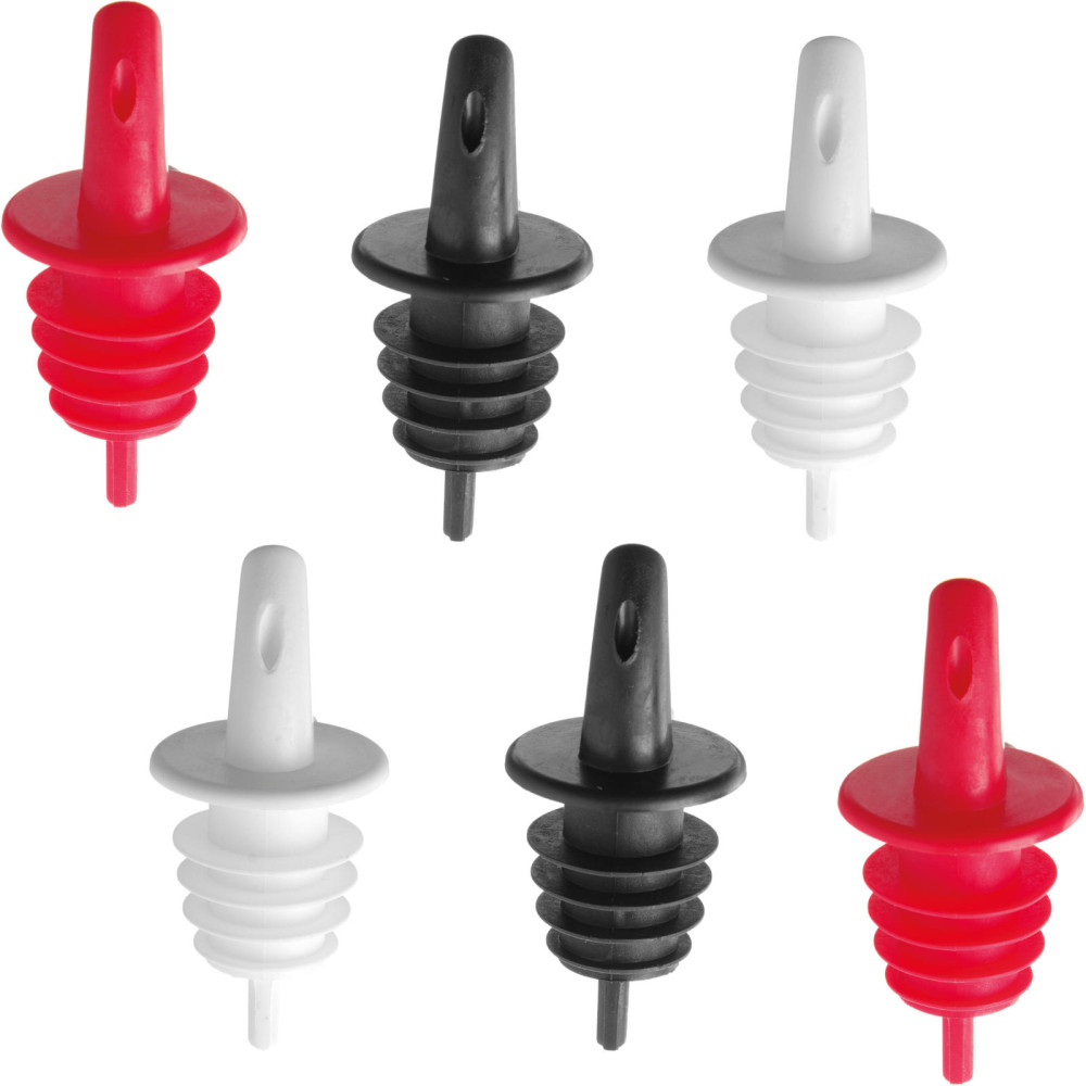 Giet dispenser voor alcoholfles 3 kleuren set 6pcs.