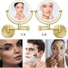 damaged Gold Mirror RECKODOR wall with backlight and magnification, 1-5x, 7W