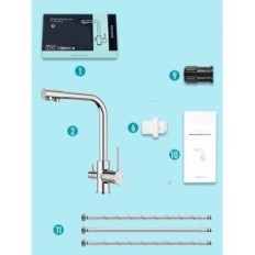 Batterie de cuisine Forus Eukf61ch, 3 voies, acier inoxydable, exposition chrome