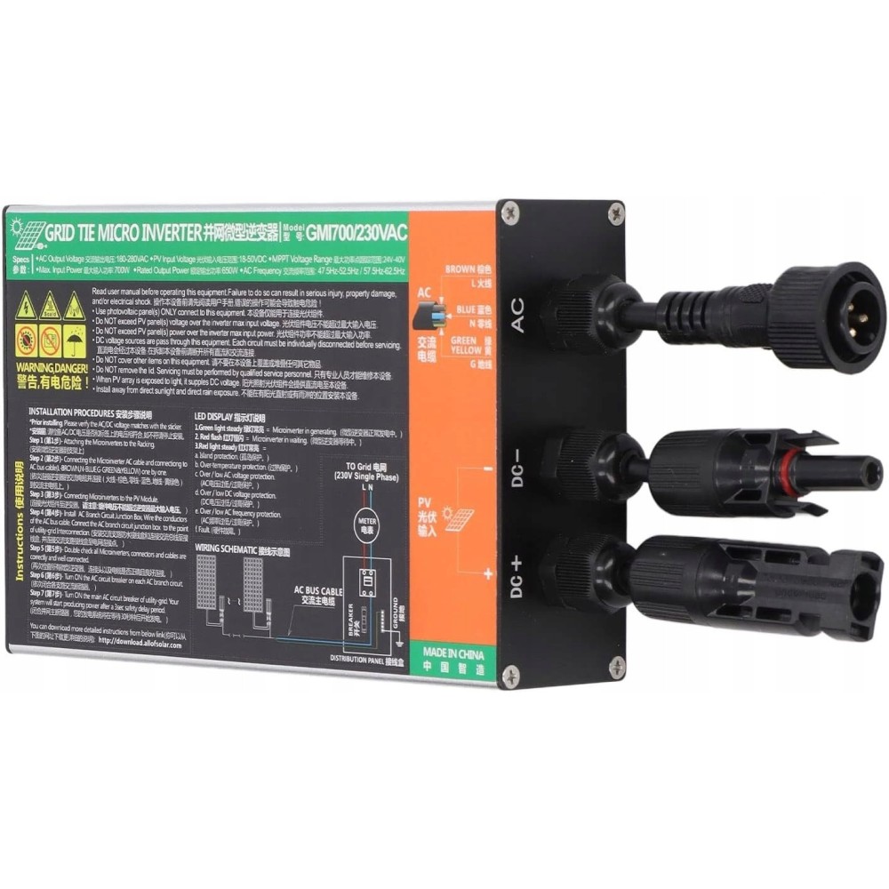 Sunny Microinwerter Ailao 700W MPPT, pretvornik s čistim sinusoidnim AC230V, ne deluje