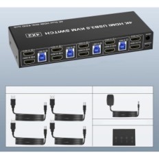 KVM Arkidyn Plus-switch 4 poorten 2 USB 3.0 Monitors Edid 4K HDMI AUDIO