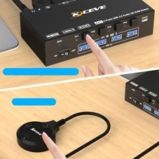 Interruptor KVM Kceve HDMI 4x1 com suporte 8K, hub USB para laptops e consoles