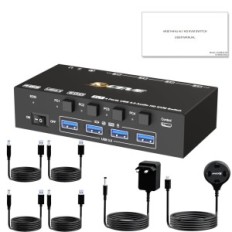 Interruptor KVM Kceve HDMI 4x1 com suporte 8K, hub USB para laptops e consoles