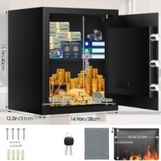Cassaforte refrattaria con un sacchetto di documenti, digitale con chiave, 43 l