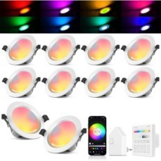 LED prožektori GEYUEYA 10 x 5W RGBWC + CCT, WiFi, Bluetooth, komplekts (10 lampas)