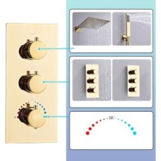 Set doccia termostatica Gold Sanitiotarto con testa 30x30 cm