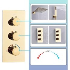 Set doccia termostatica Gold Sanitiotarto con testa 30x30 cm