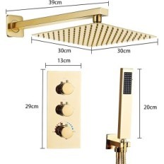 Termostatisk bruser Set Sanitiotar Gold med 30x30 cm hoved
