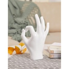 Moderno tallado cuello nenbolec, decoración de polyrezina, blanco, 11 pulgadas