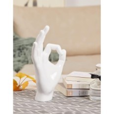 Moderne Carving Neck Nenbolec, Polyrezine Decoration, White, 11 inches