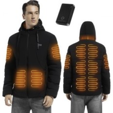 Verwarming jas met power bank xinsonyuell, waterdicht, zwart, maat L