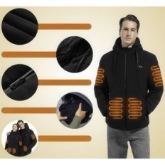 Topná bunda s elektrickou bankou Xinonyuell, vodotěsné, černé, velikost l