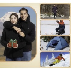 Topná bunda s elektrickou bankou Xinonyuell, vodotěsné, černé, velikost l