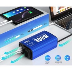 Biladapter Giandel PS-300C, 2x USB 4.8A, AC spændingsomformer med netværksstik