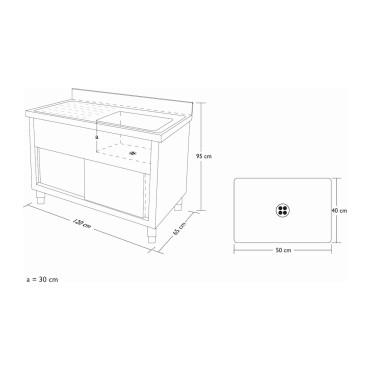Sink Sink Steel Rostfritt stål för köksbredd 120cm