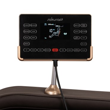 Sakura Comfort Plus 806 barna masszázsfotel — közeli kép a vezérlőkről