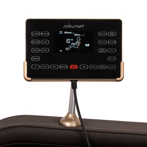 Sakura Comfort Plus 806 hierontatuoli ruskea — lähikuva säätimistä