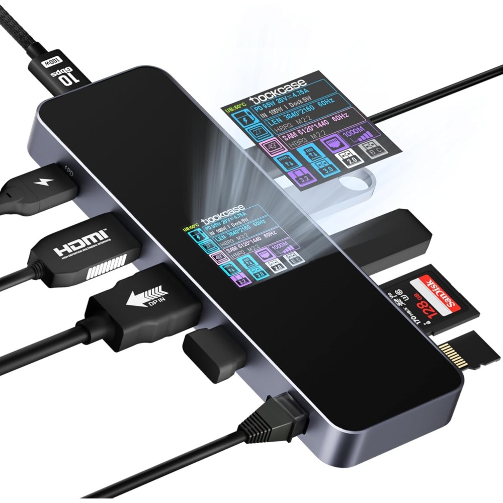 Inteligentni USB-C koncentrator Dockase DPR10P 10W1 HDMI Ethernet SD PD Docking Station za prenosni računalnik
