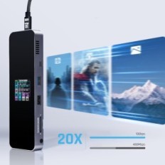 Intelligent USB-C-konsentrator Dockase DPR10P 10W1 HDMI Ethernet SD PD Docking Station for bærbar PC