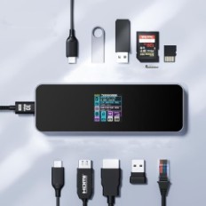 Intelligent USB-C-koncentrator DOCKASE DPR10P 10W1 HDMI Ethernet SD PD Dockningsstation för bärbar dator
