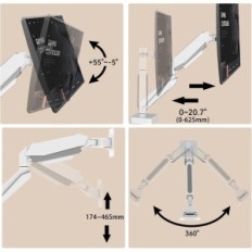 Titolare Bianco Hillport A9W per monitor 13-49 pollici, 20 kg, VESA 75/100 mm