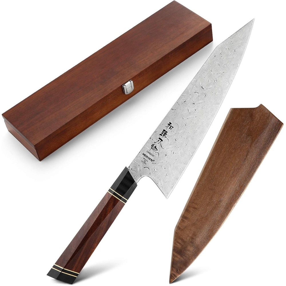 Hezhen 8.5 nož, 110-slojeviti Damasni čelik, Kiritsuke