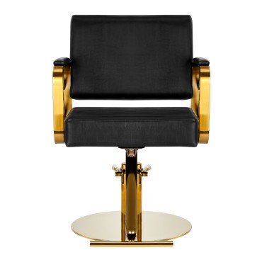 Cadeira de cabeleireiro Gabbiano Genua preto dourado — vista frontal