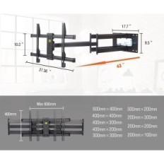 Alça de parede TV Forjamento Monte EP9450-B, braço 43 ", Vesa 600x400