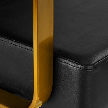 Poltrona da parrucchiere Gabbiano Genua oro nero — primo piano del bracciolo
