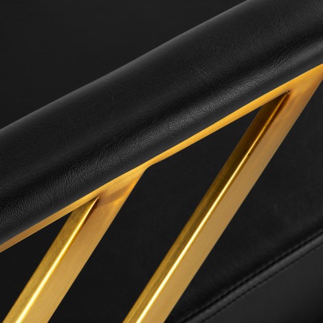 Silla de peluquería Gabbiano Genua oro negro — detalle del reposabrazos