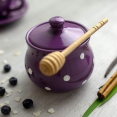 Hand-made purple-white ceramic set No set