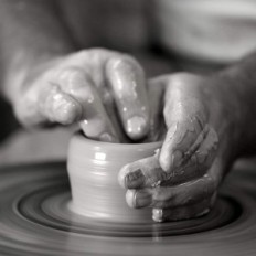 Hand-made purple-white ceramic set No set