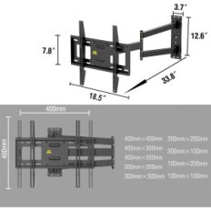 Hjørnehåndtag TV Smedning Mount HY9414-B, skulder 33 ", VESA 400x400