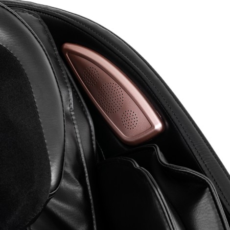 Poltrona massaggiante Sakura 305 in legno e pelle — primo piano del bracciolo