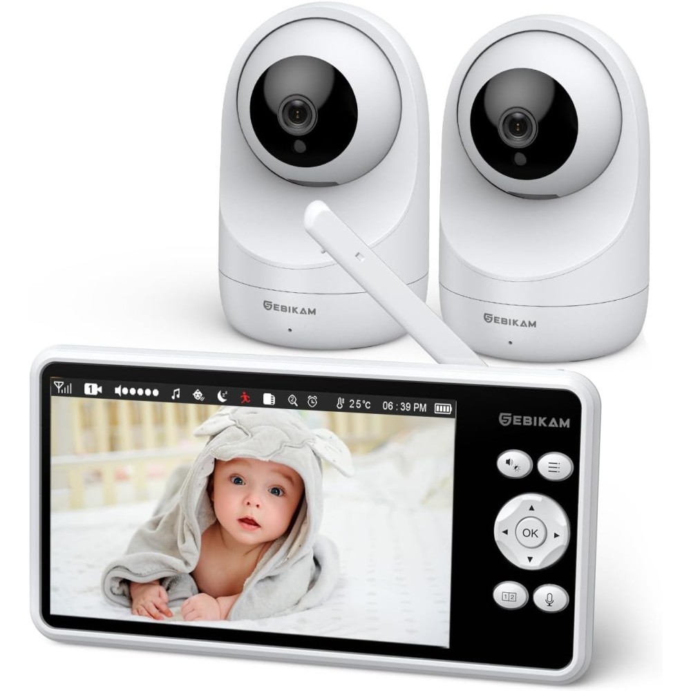 Elektronisk Nanny Sebikam 5 "720p, 2 kameraer, 4000mAh, PTZ 355 °, Vox, Natt