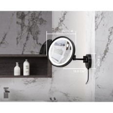 Maquillage maquillage 7x, LED 3 couleurs, mur, Ø21,5 cm, noir / marron