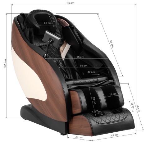 Poltrona massaggiante Sakura 305 in legno e pelle — vista laterale