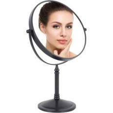 Kosmetický vozík zrcátka 10x s osvětlením, dvojité 20 cm, černá