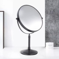 Kosmētikas pārvadāšanas spogulis 10x ar apgaismojumu, dubultā 20 cm, melns