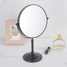 Kosmētikas pārvadāšanas spogulis 10x ar apgaismojumu, dubultā 20 cm, melns