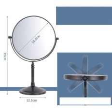 Cosmetic carriage mirror 10x with lighting, double 20 cm, black