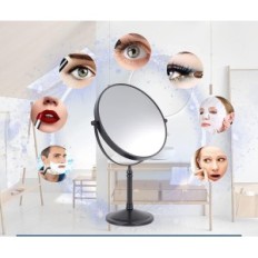 Espelho de carruagem cosmética 10x com iluminação, dupla 20 cm, preto