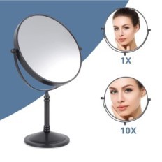 Kosmetický vozík zrcátka 10x s osvětlením, dvojité 20 cm, černá