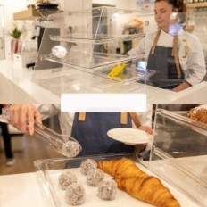 ODOXIA cukrászda, akril, 3-szint, cookie-expozíció