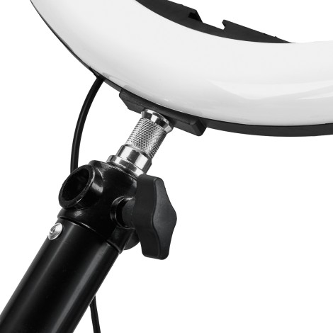 Suporte de Parede para Ring Lamp Ajustável em Aço — close-up da pega