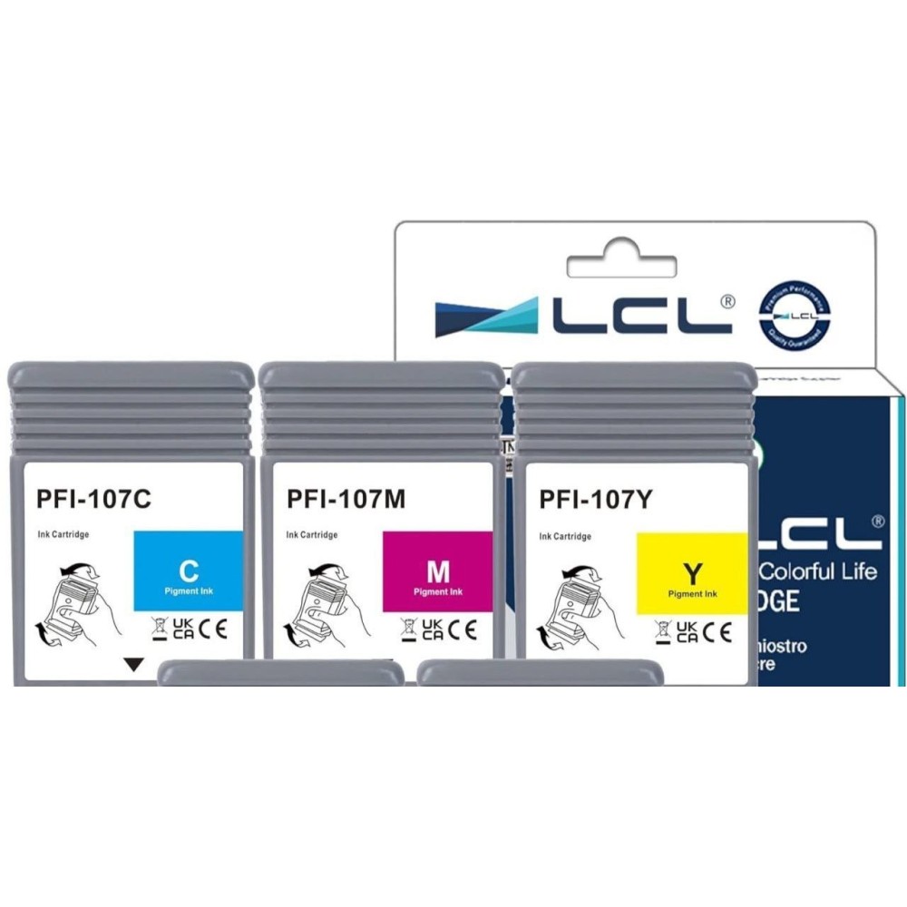 LCL PFI-107C Cartridge 130 ml 3 pieces Compatible ink cartridges for professional Canon printers