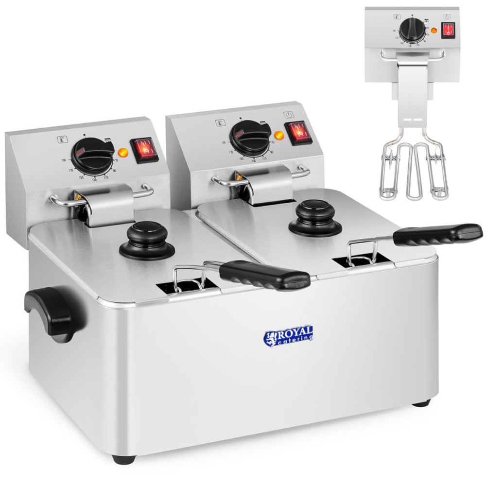 Duplo de fritadeira elétrica com um termostato ego 2x4l